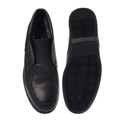 Black tumbled leather ankle boots