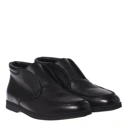 Black tumbled leather ankle boots