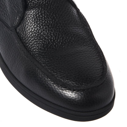 Black tumbled leather ankle boots