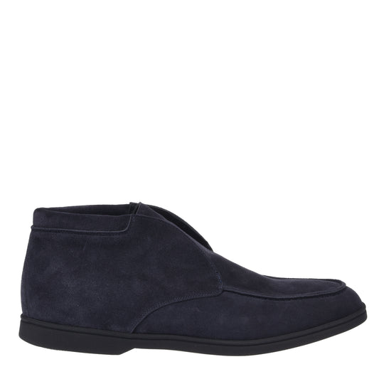 Blue suede ankle boots