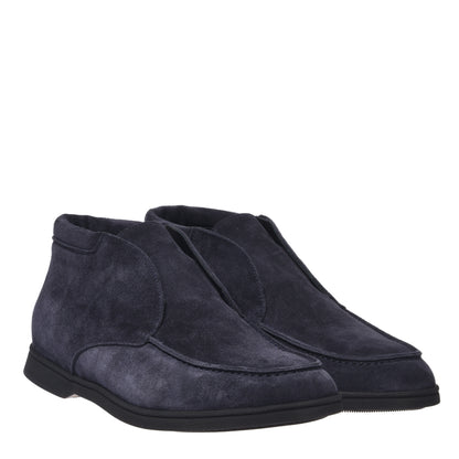 Bottines bleues en daim