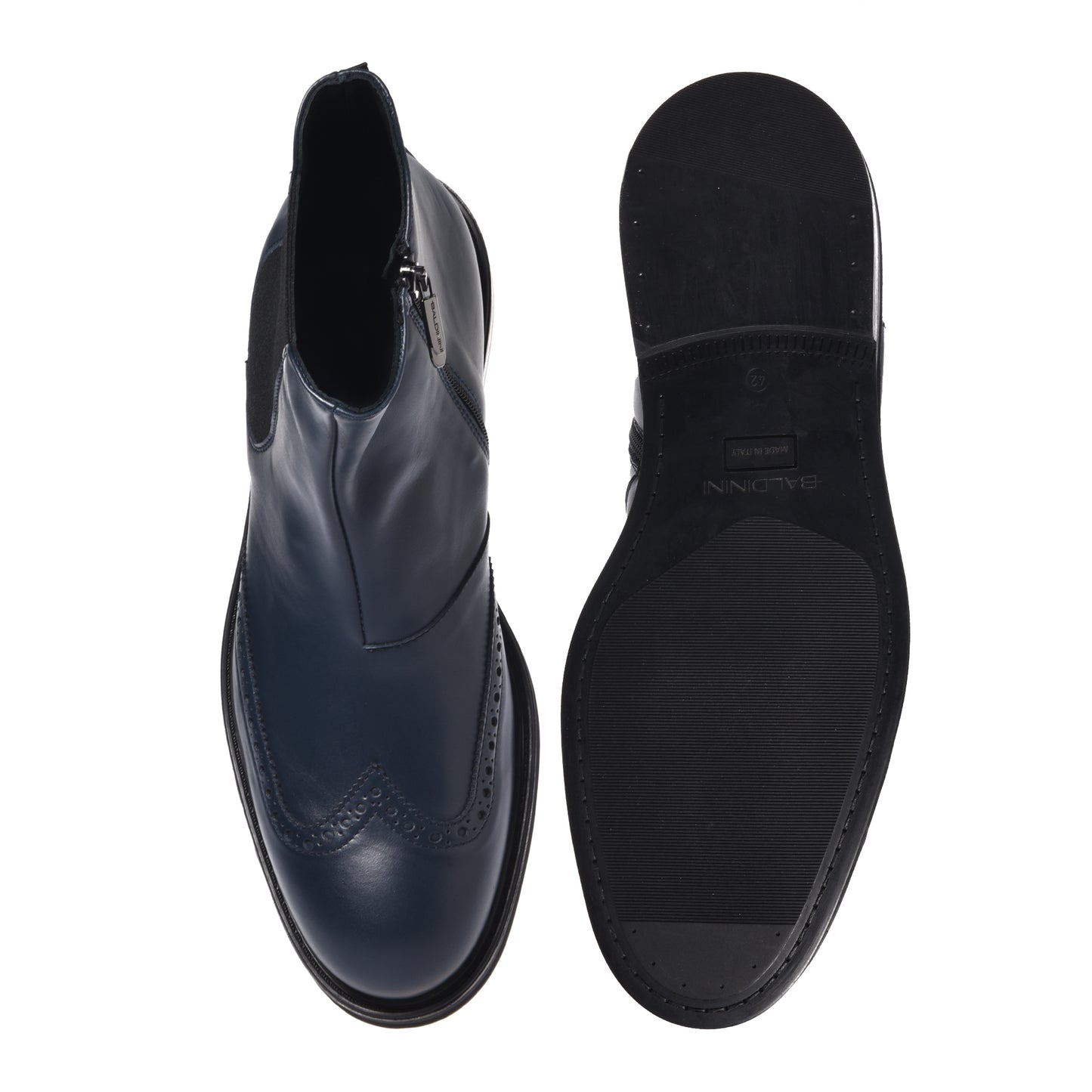 Blue leather ankle boots