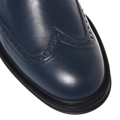 Blue leather ankle boots