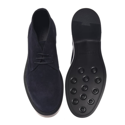 Blue suede Oxford shoe