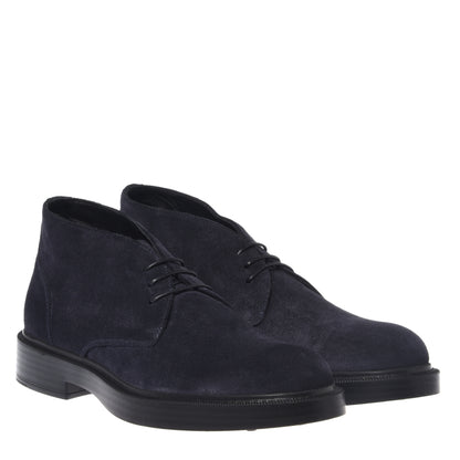 Blue suede Oxford shoe