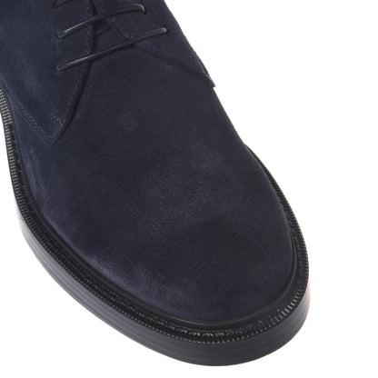 Blue suede Oxford shoe