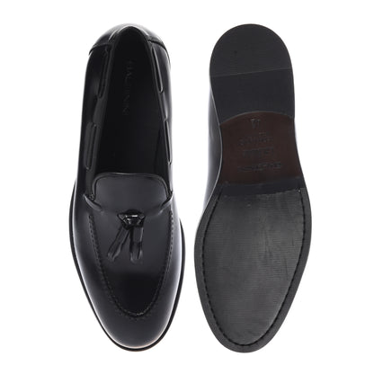 Slip-on in pelle nera sabbiata