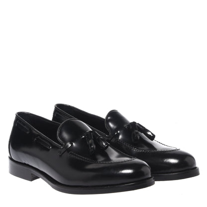 Slip-on in pelle nera sabbiata
