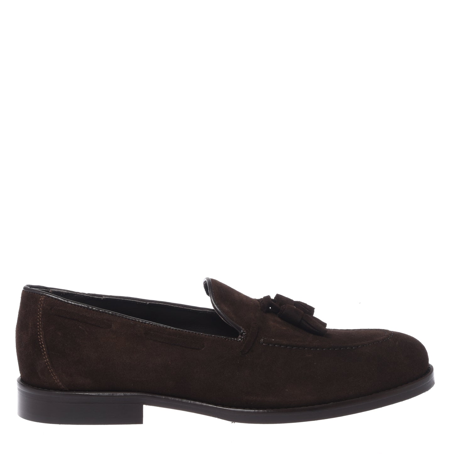 Dark brown suede slip-ons