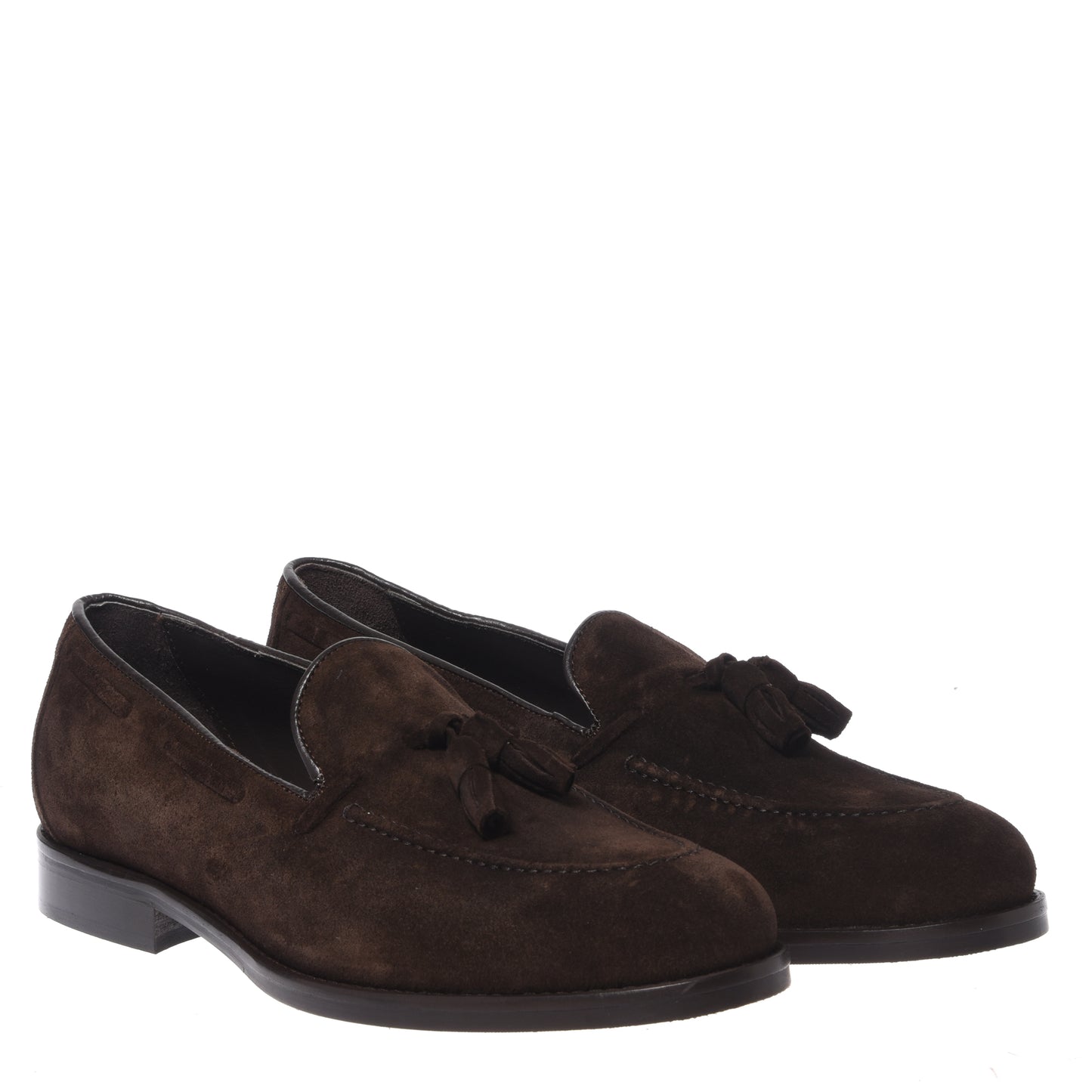 Dark brown suede slip-ons