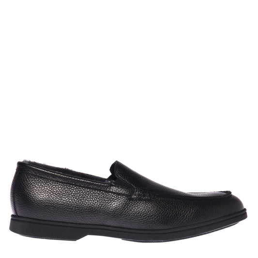 Slip-ons noirs en cuir foulonné