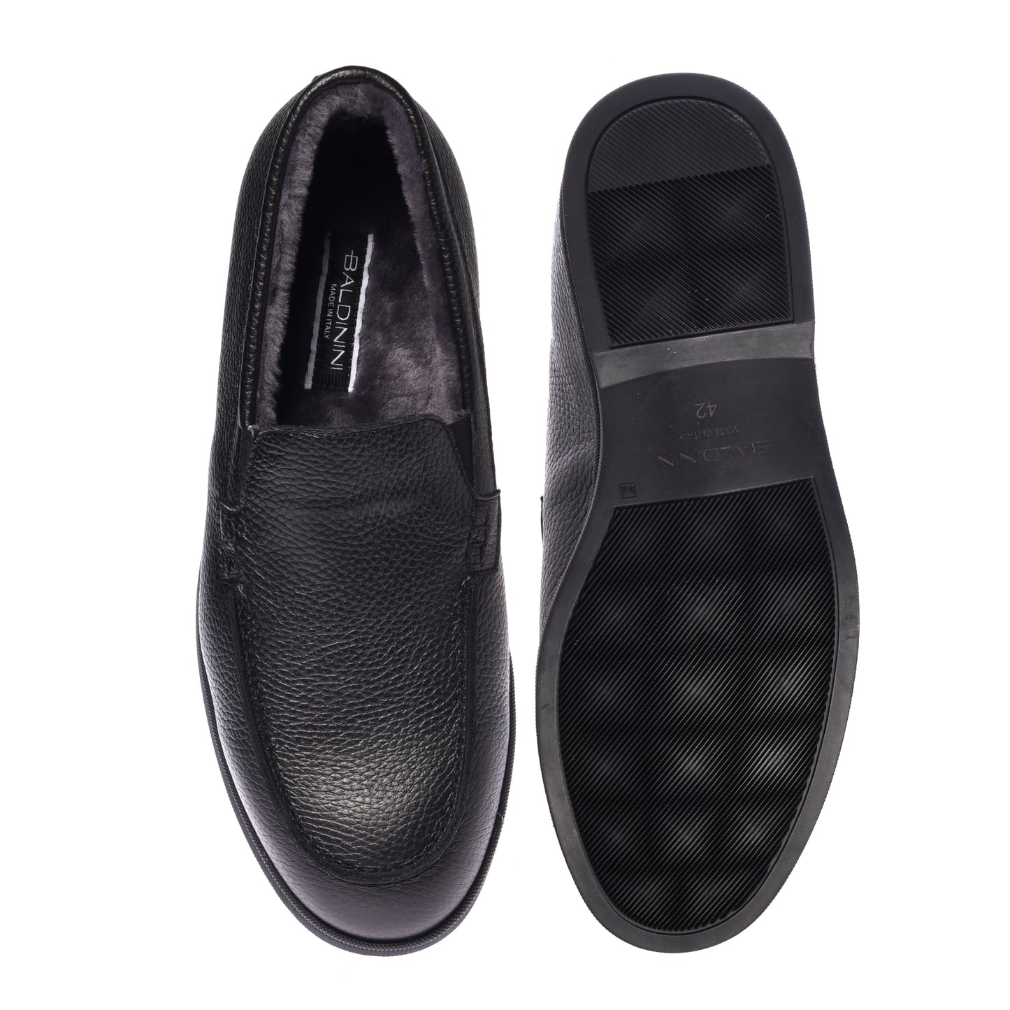 Slip-ons noirs en cuir foulonné