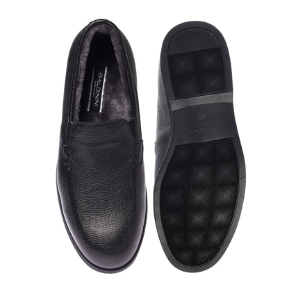 Slip-ons noirs en cuir foulonné