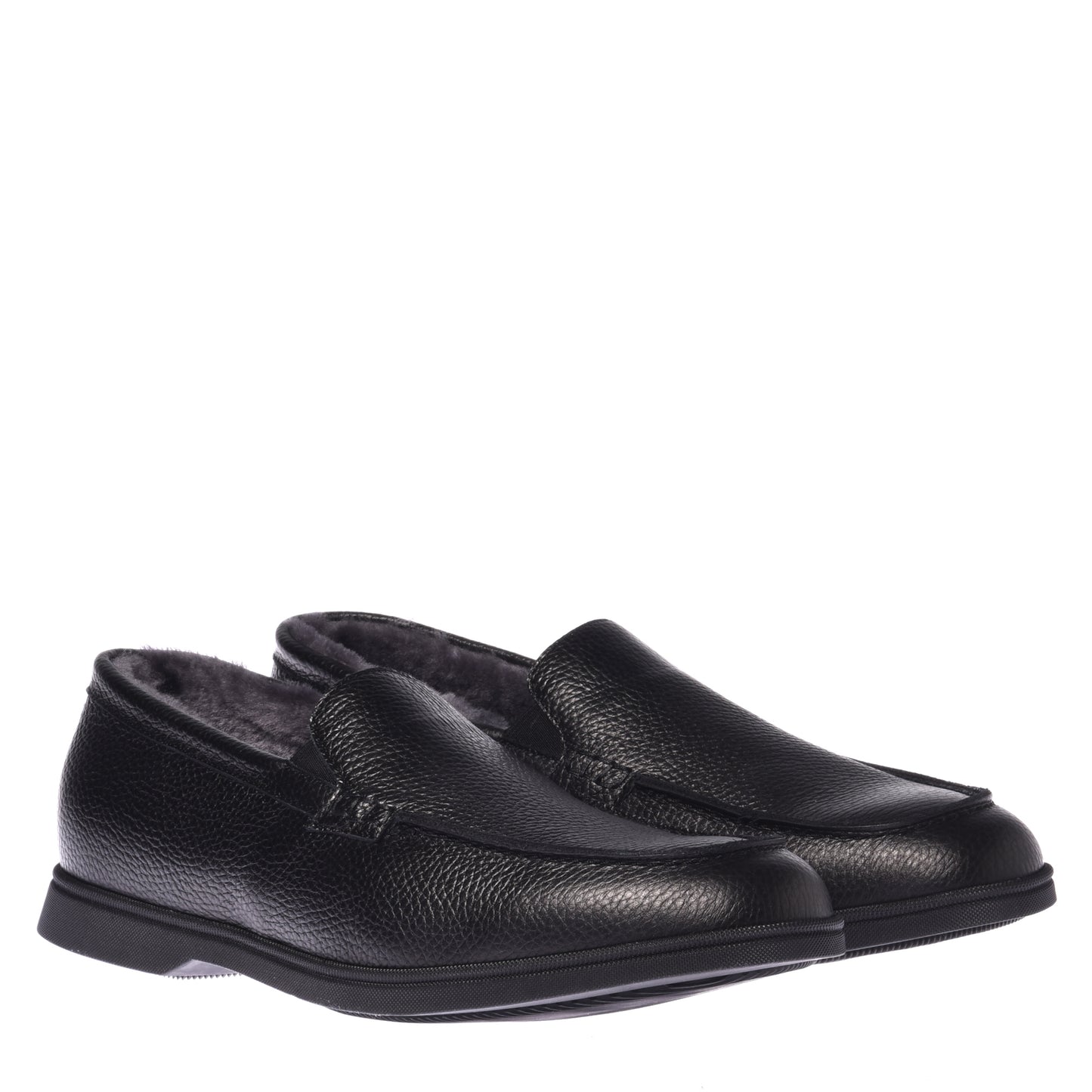 Slip-ons noirs en cuir foulonné
