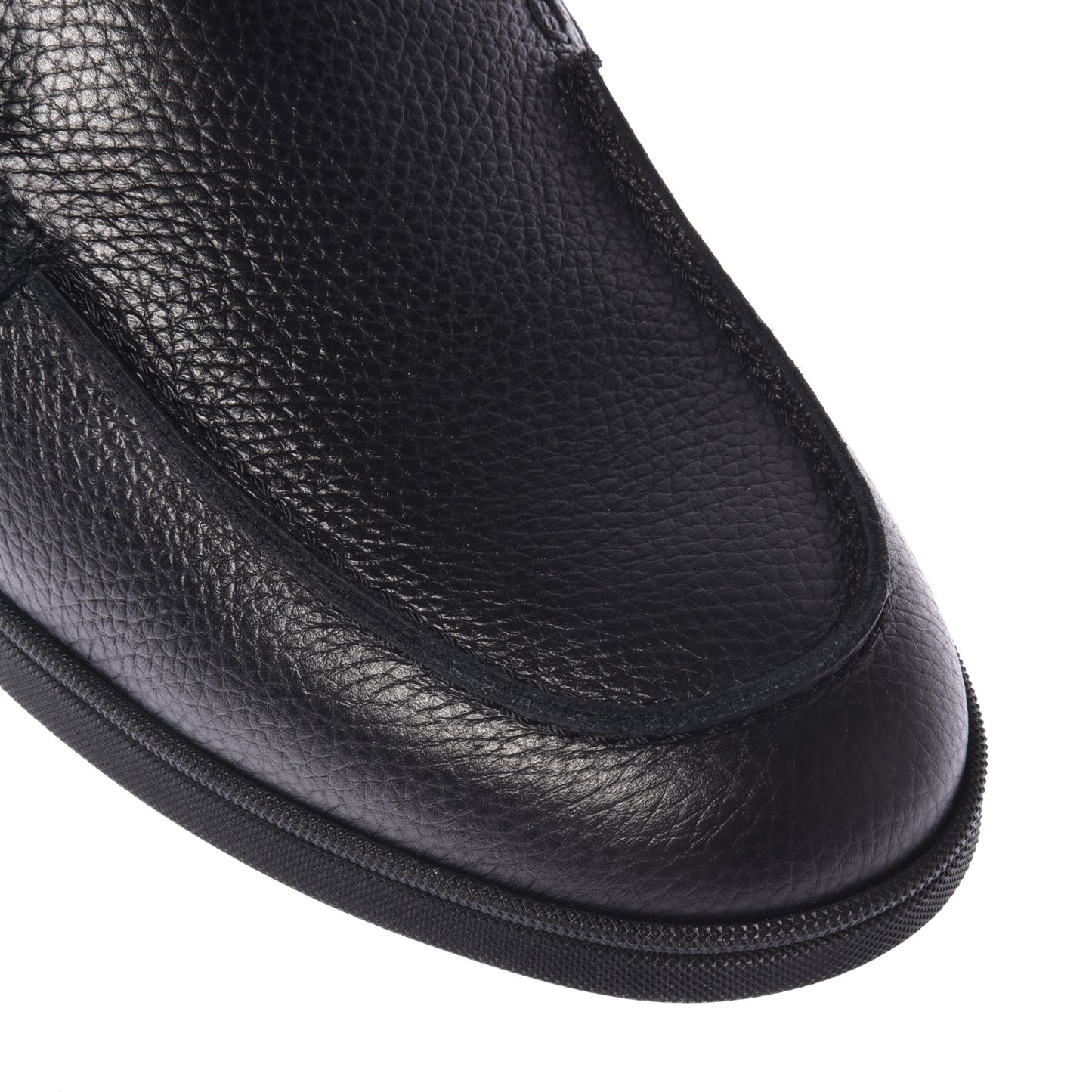 Slip-ons noirs en cuir foulonné