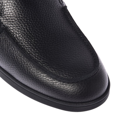 Slip-ons noirs en cuir foulonné