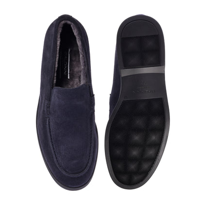 Slip-ons bleu en daim