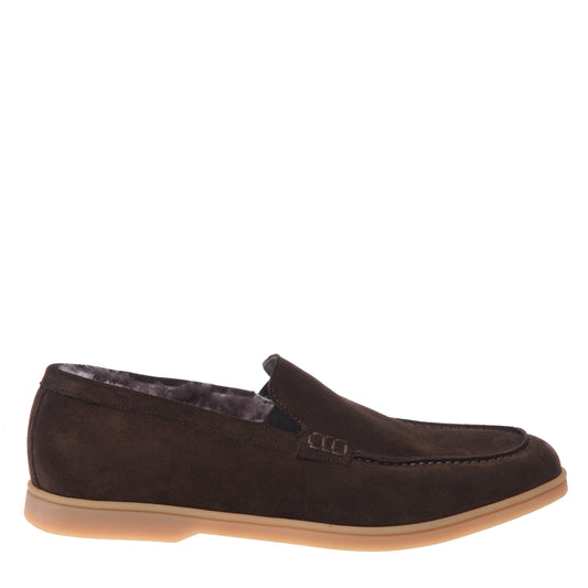 Slip-on in pelle scamosciata marrone scuro