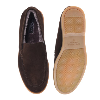 Slip-on in pelle scamosciata marrone scuro