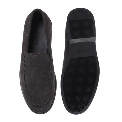 Slip-on in pelle scamosciata grigia