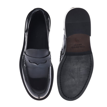 Black sanded leather loafers