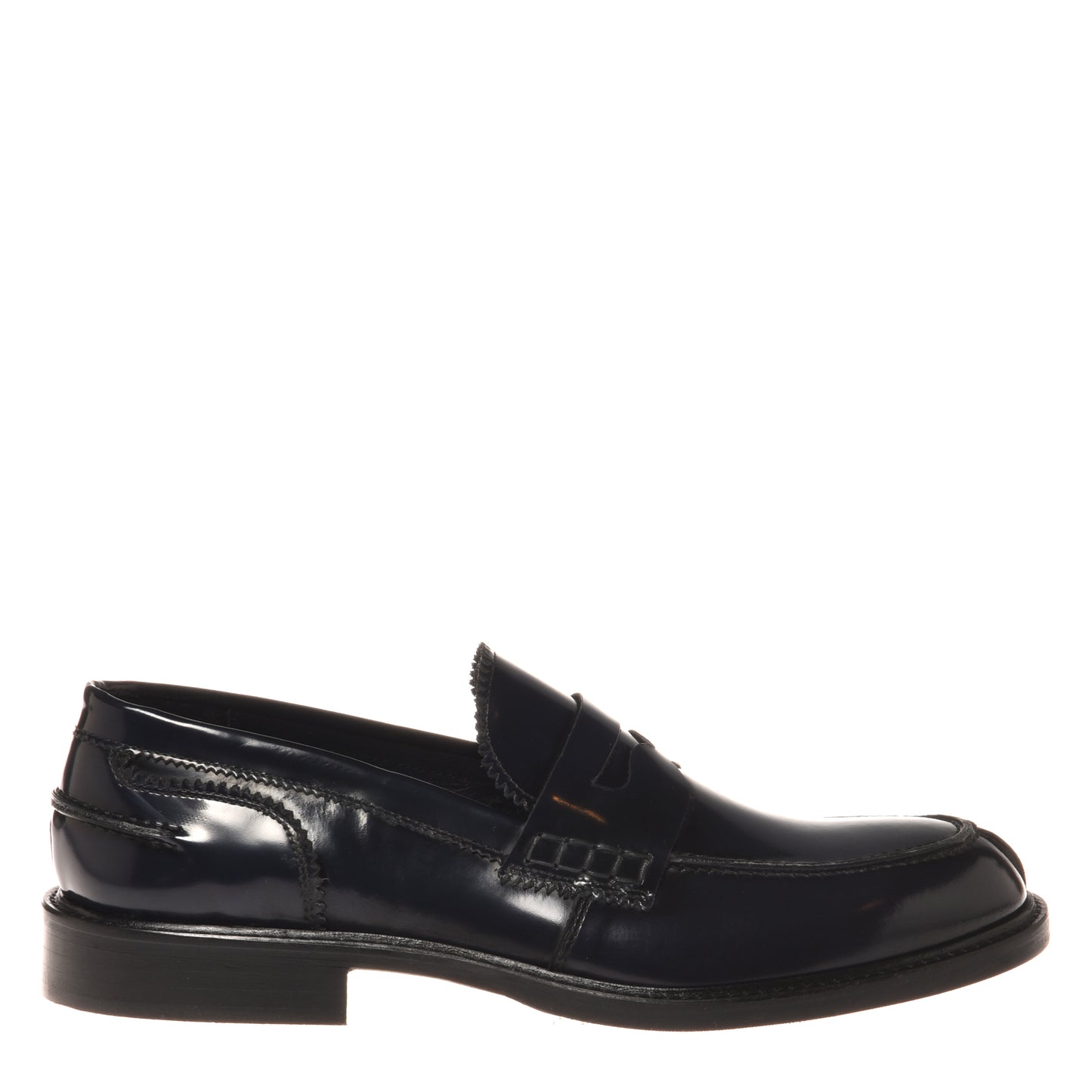 Blue brushed leather loafers