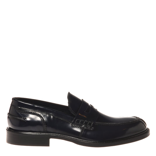 Blue brushed leather loafers