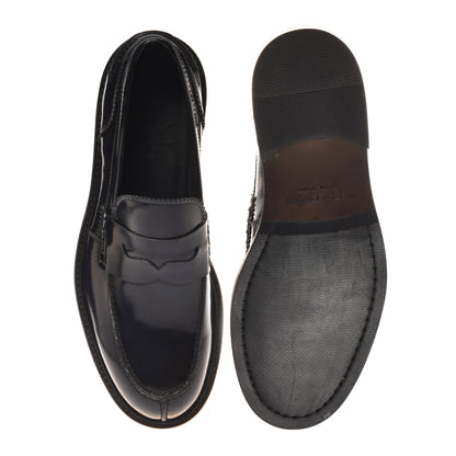 Blue brushed leather loafers
