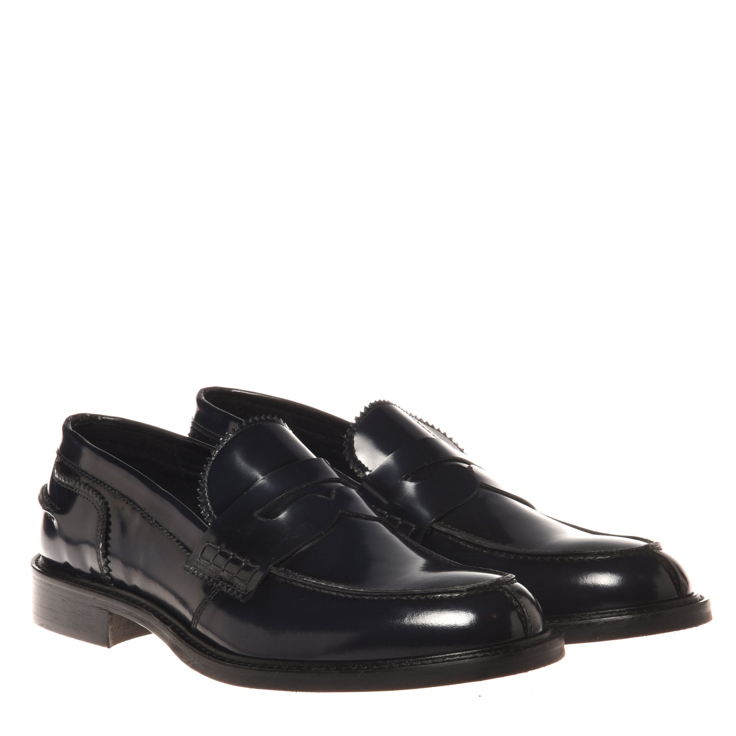 Blue brushed leather loafers