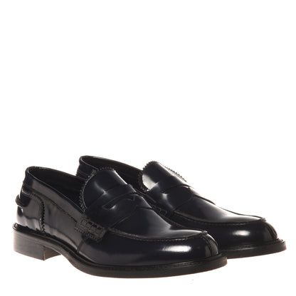 Blue brushed leather loafers