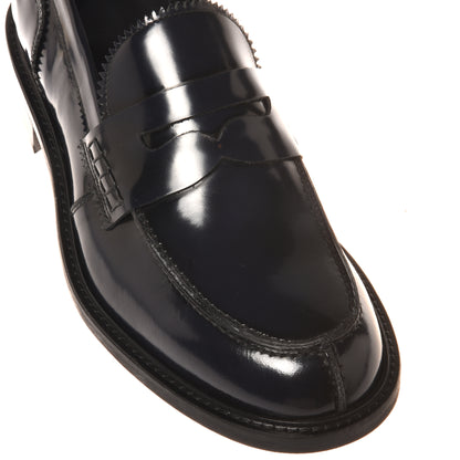 Blue brushed leather loafers