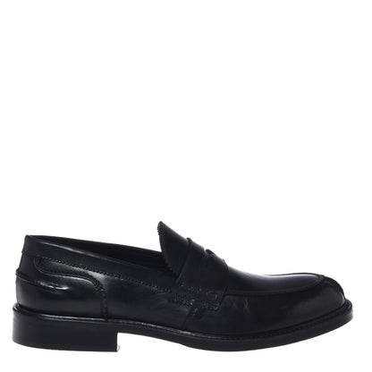 Black leather loafers