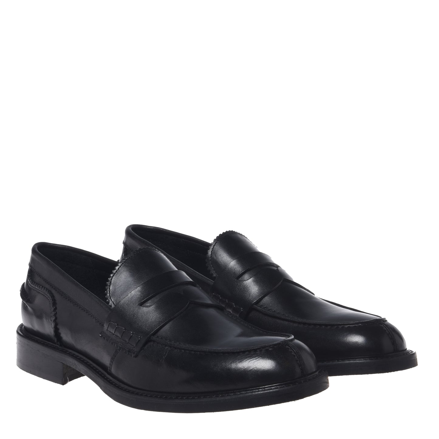 Black leather loafers