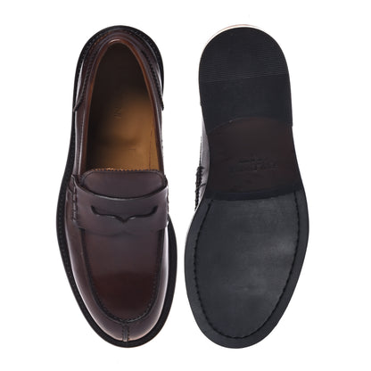 Dark brown leather loafers