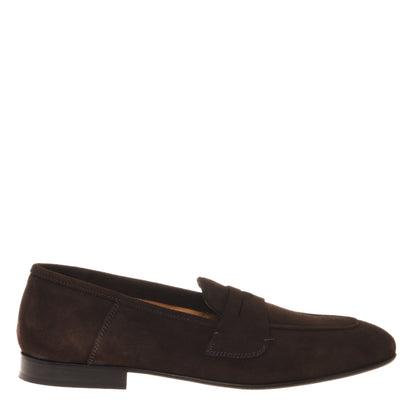 Dark brown suede loafer
