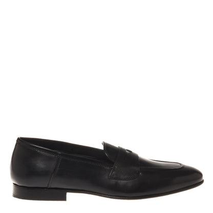 Black leather moccasin
