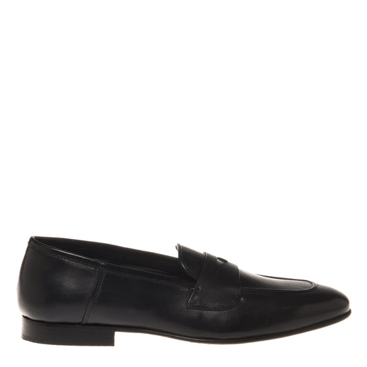 Black leather moccasin