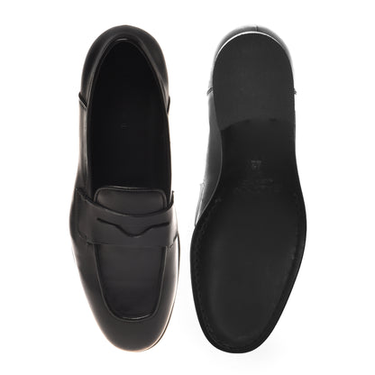 Black leather moccasin