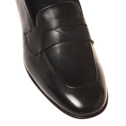 Black leather moccasin