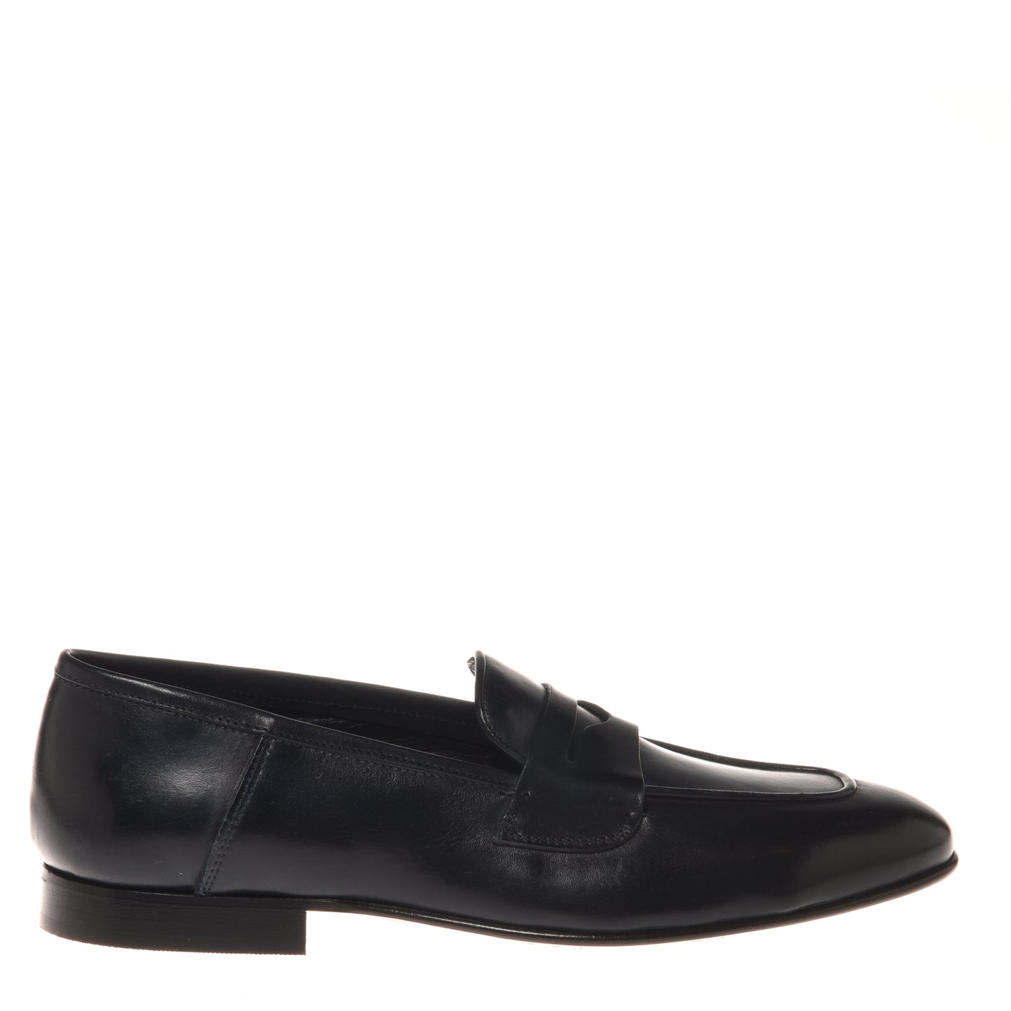 Blue leather moccasin