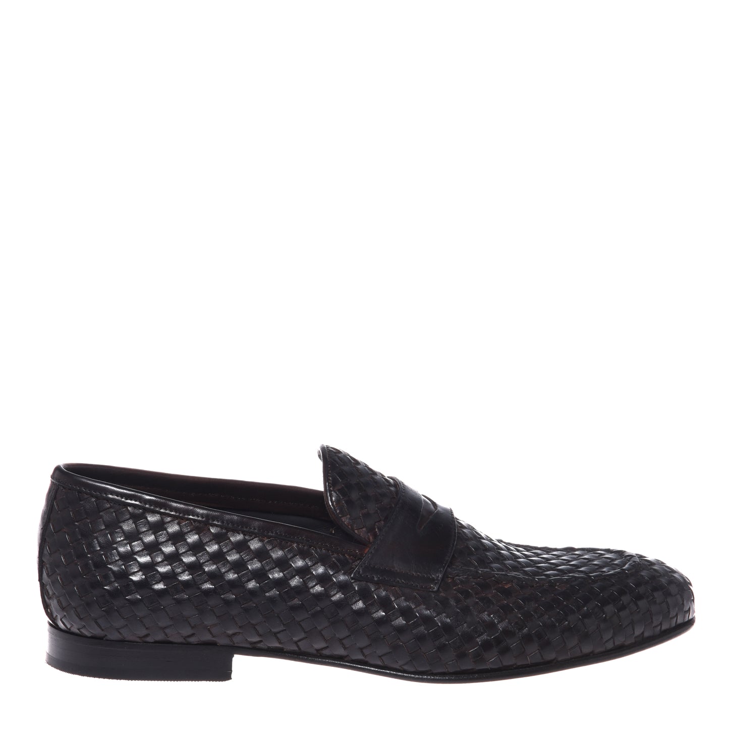 Mocassins en cuir tressé marron foncé
