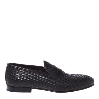 Mocassins en cuir tressé marron foncé