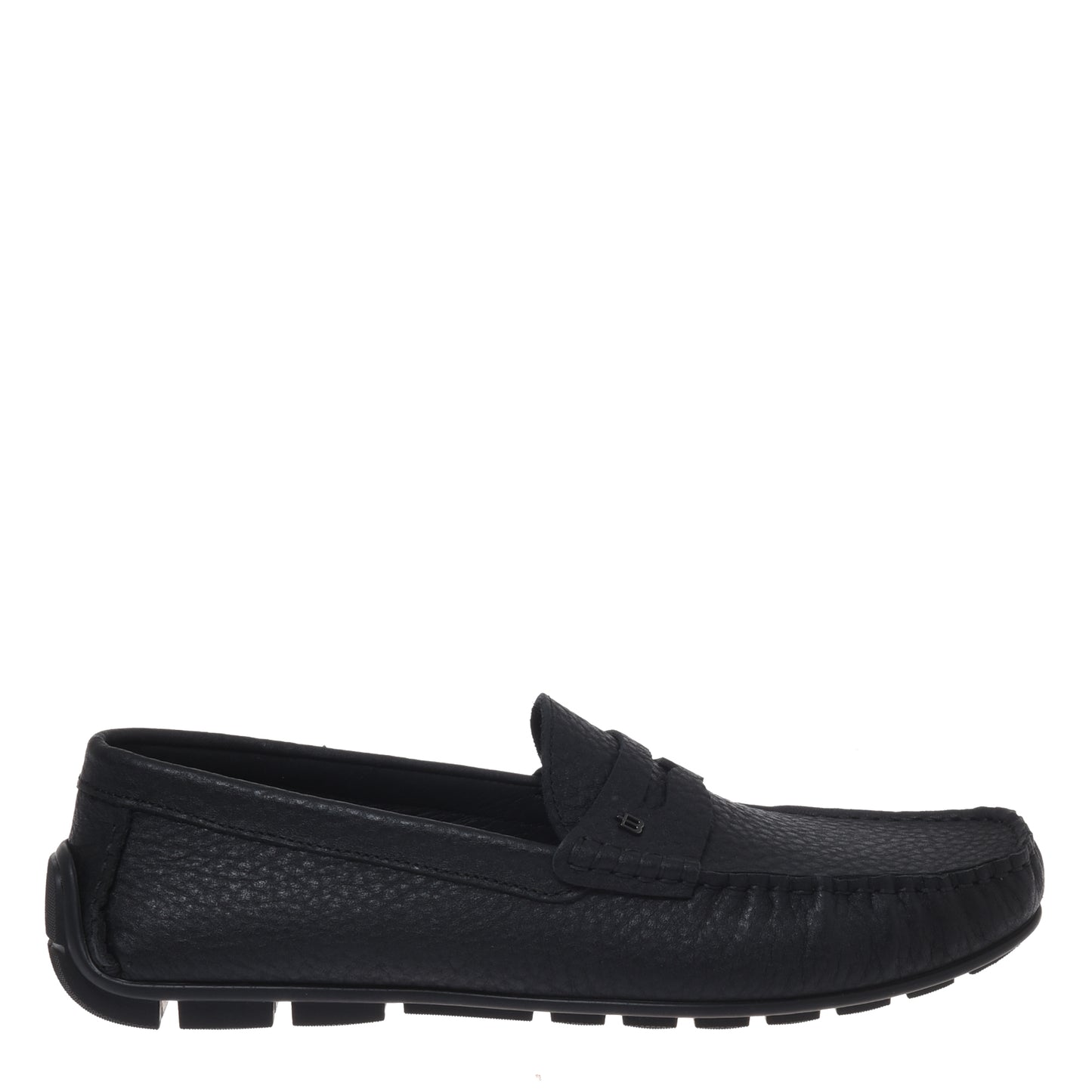 Black grained leather loafer
