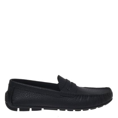 Black grained leather loafer