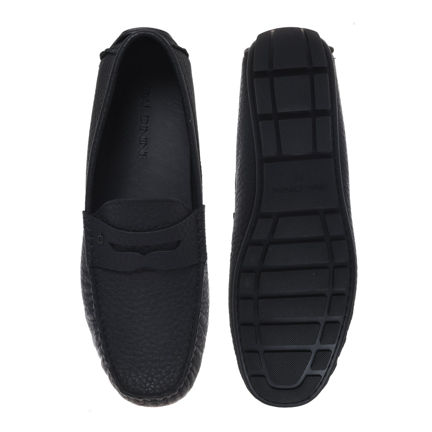 Black grained leather loafer