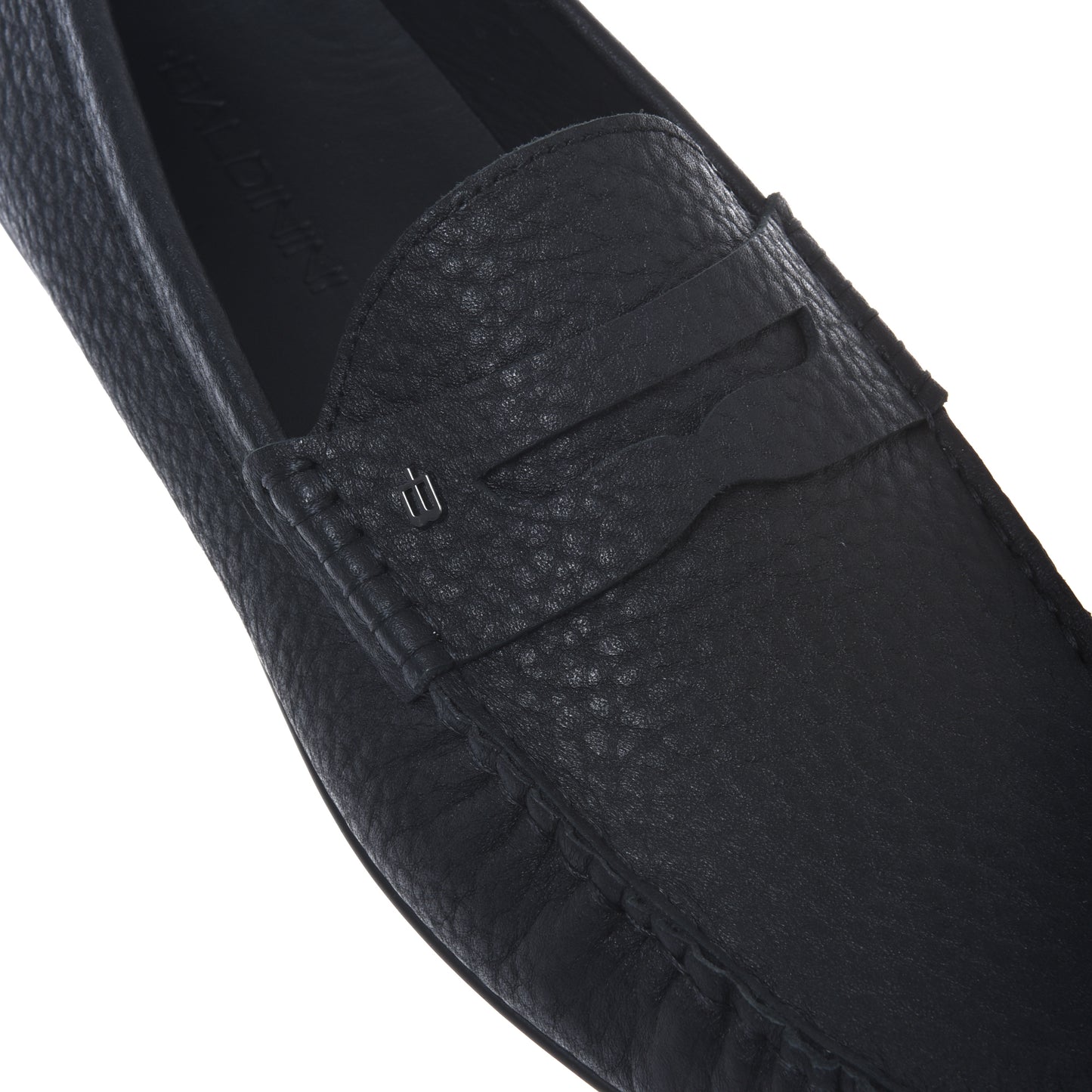 Black grained leather loafer