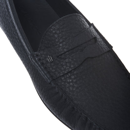 Black grained leather loafer