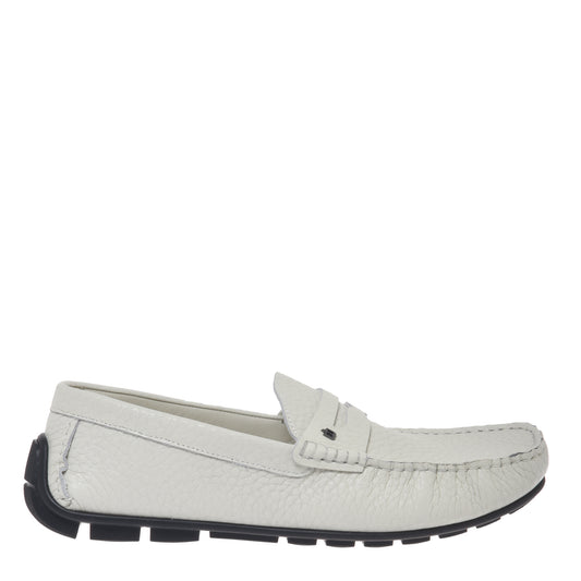 Mocassin en cuir grainé off white