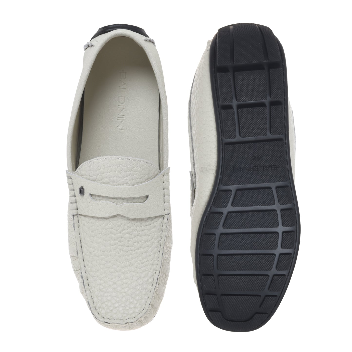 Mocassin en cuir grainé off white