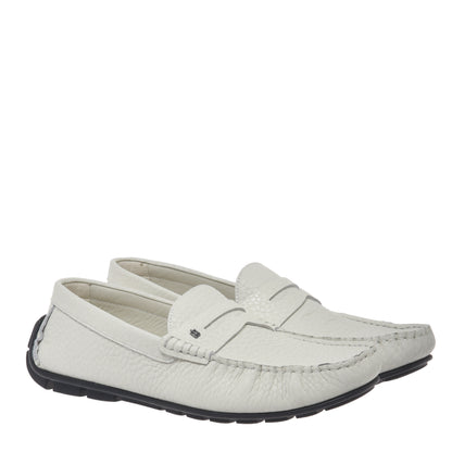 Mocassin en cuir grainé off white